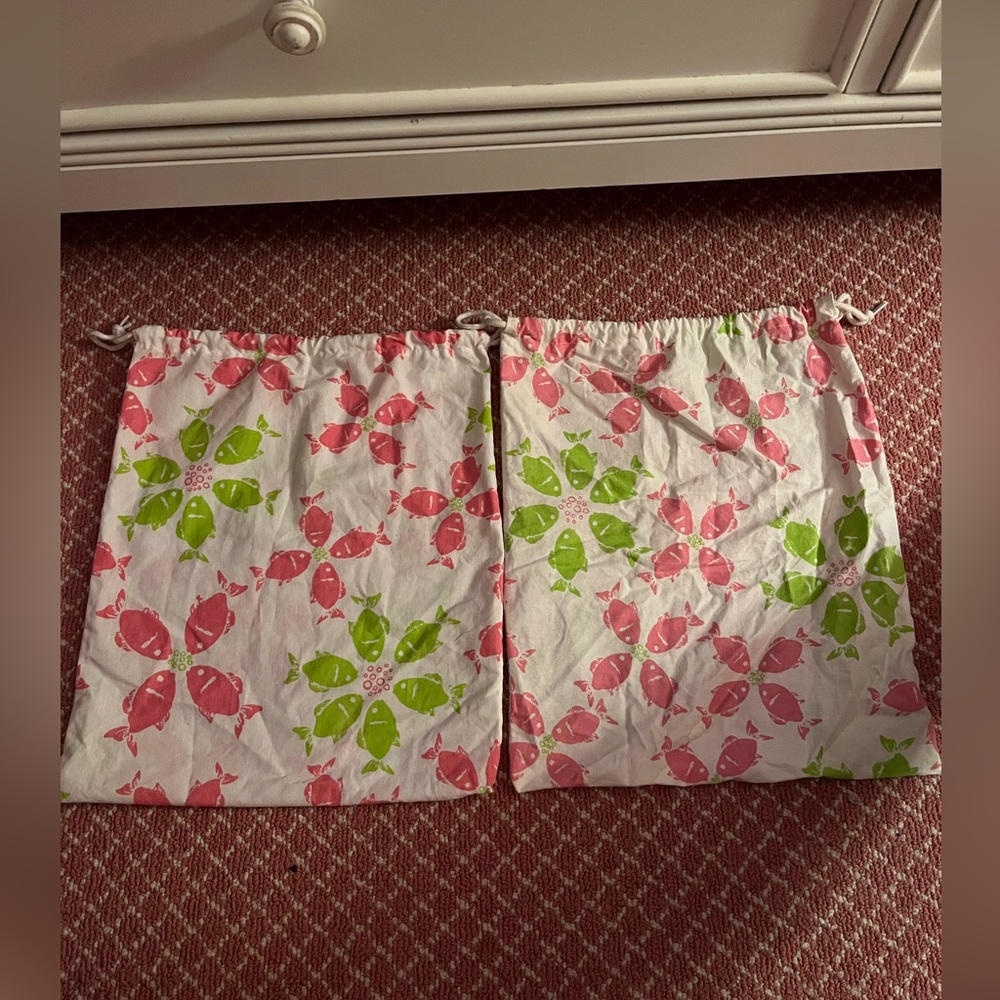 Two Authentic Lilly Pulitzer printed shoe dustbags